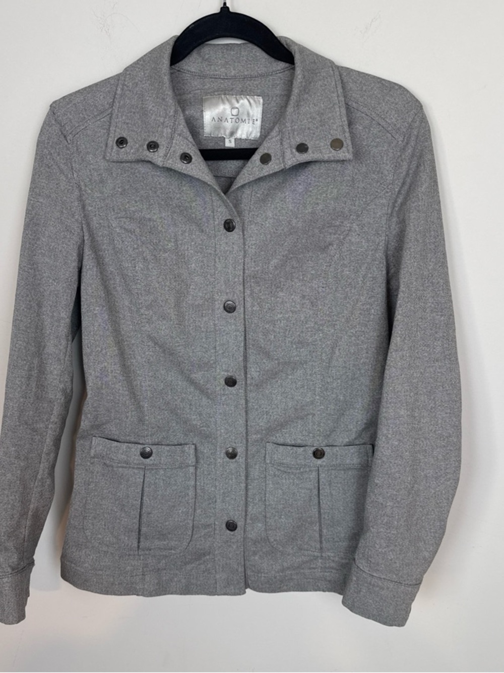 Anatomie Women's Jacket Jane Snap Front Pockets Long Sleeve Stretch Gray Small - Picture 2 of 7